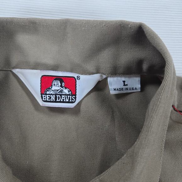 Vintage Made in USA Ben Davis Short Sleeve 1/2 Zip Khaki Short Shirt Size Large - Picture 4 of 9